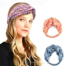 Wholesale New Style Colorful Wide Cross Elastic Hairband Women Fashion Yoga Twisted Headband